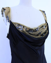 Load image into Gallery viewer, Black Silk &amp; Lace Bias Cut Dress
