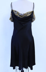 Black Silk & Lace Bias Cut Dress