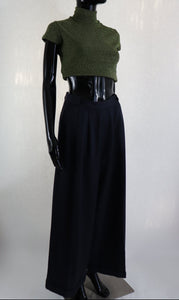 Wide Leg Navy Trousers