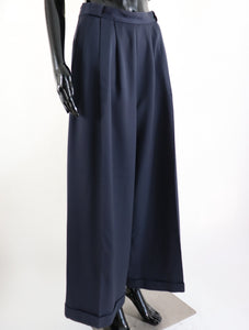 Wide Leg Navy Trousers