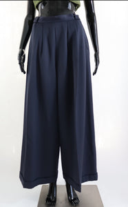 Wide Leg Navy Trousers