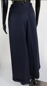 Wide Leg Navy Trousers