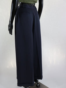 Wide Leg Navy Trousers